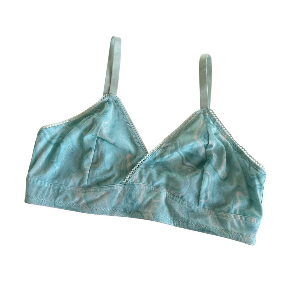 Arizona Water Marble Aqua Mesh Bralette Juniors Large NWT Whimsy Rave Festival